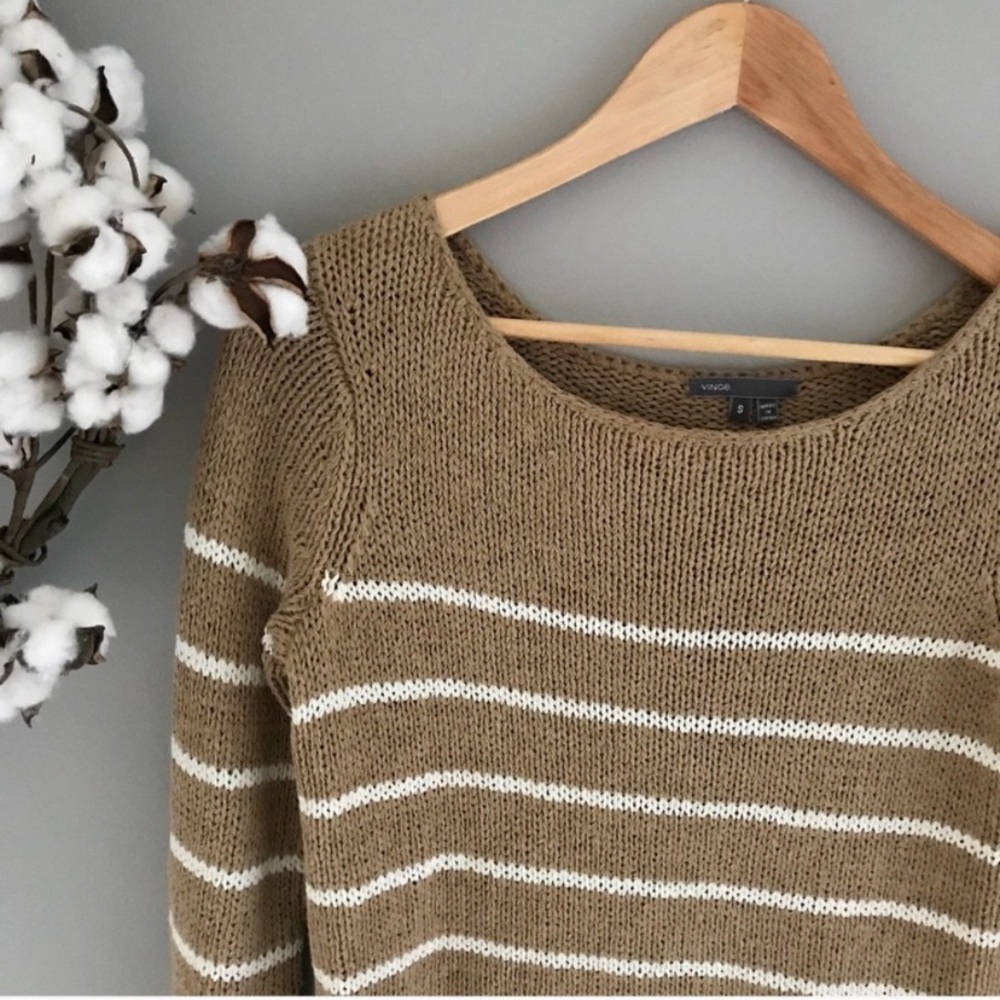 new vince camel and white striped sweater